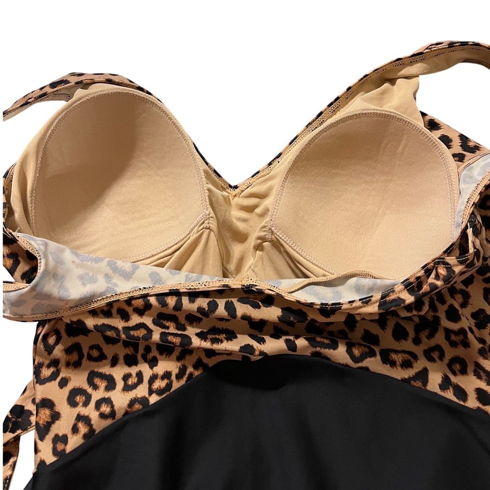 Summersalt The Perfect Wrap One-Piece Swimsuit Leopard Print Black Size 10 - Picture 4 of 8